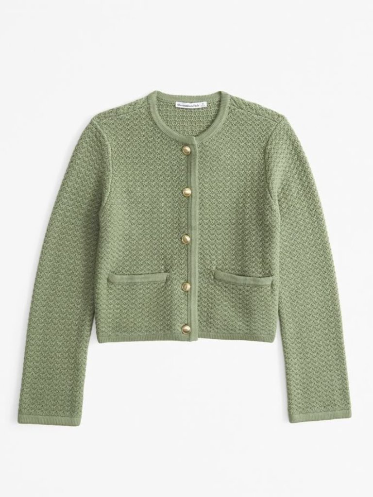 Women's Crew Sweater Cardigan Jacket Green | Size Xs | Abercrombie & Fitch